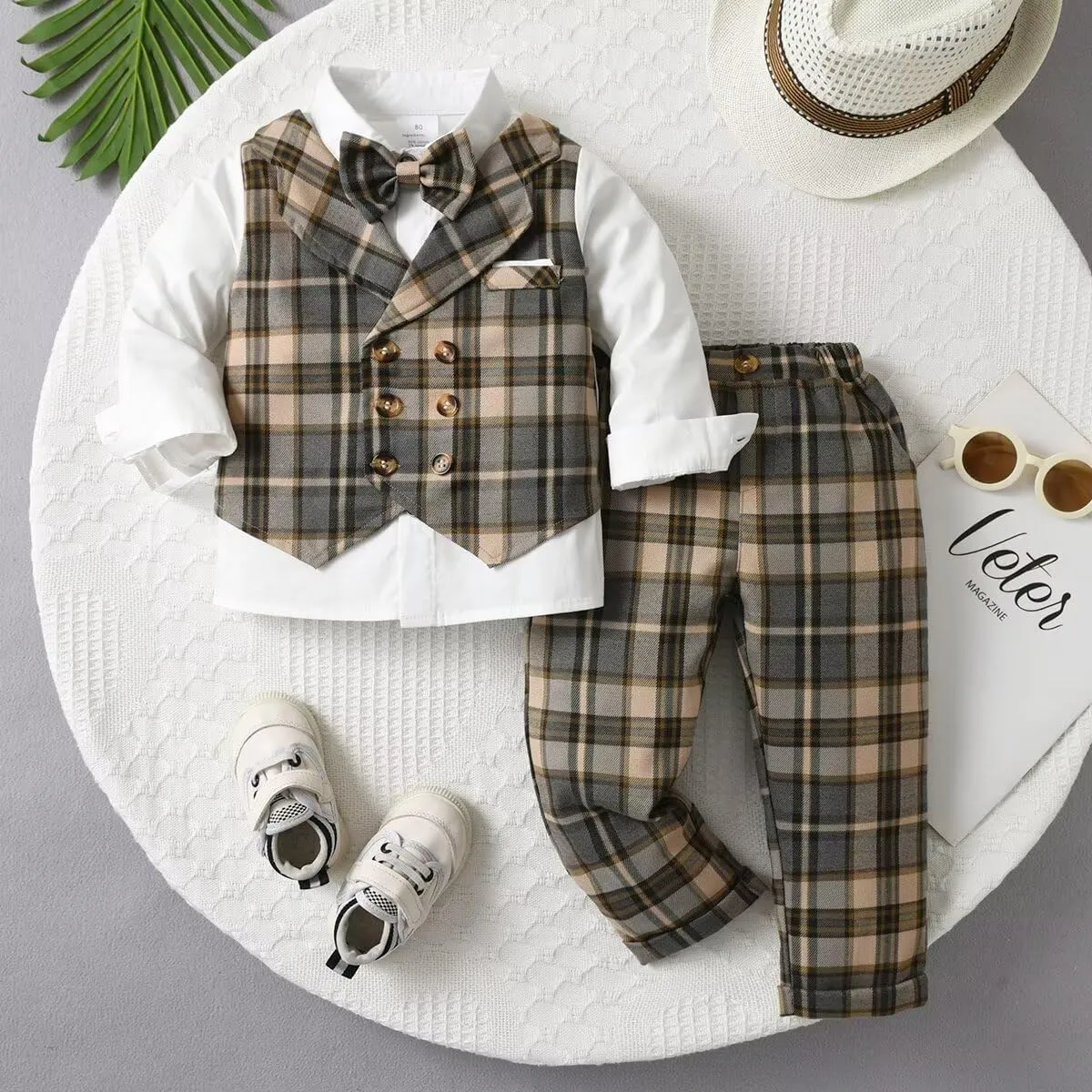 PureMilk Toddler Boy's Fake Vest Gentleman Outfits Suit 3 Piece Clothes Sets 6M-4 Years