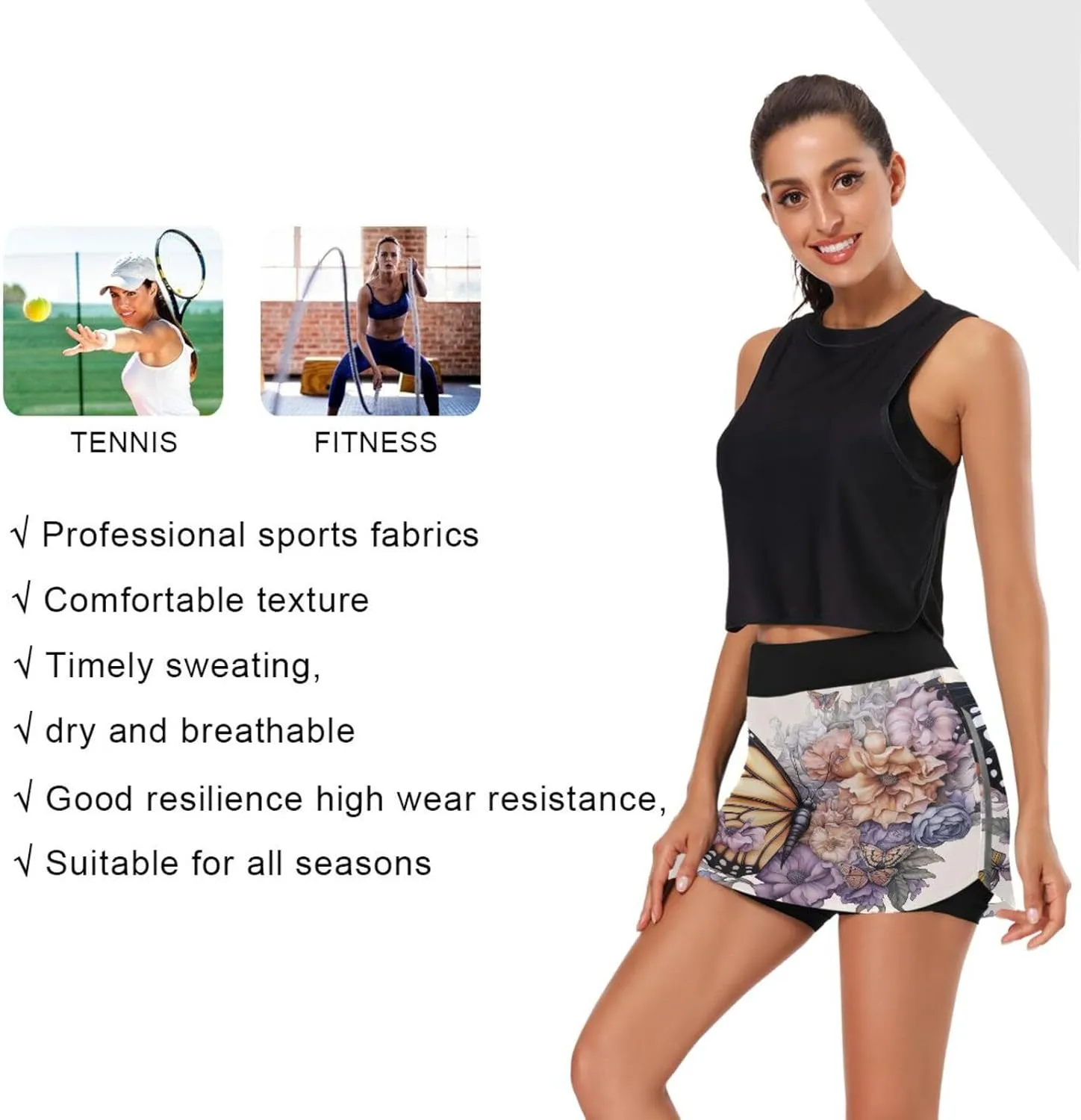 Red Lobster Athletic Skorts for Women with Pockets High Waist Skirt for Running Tennis Golf Workout