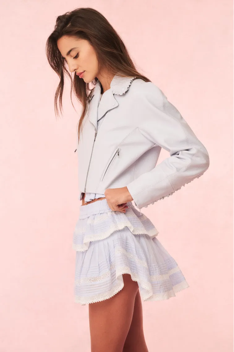 Rheisa Cropped Leather Moto Jacket