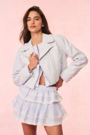 Rheisa Cropped Leather Moto Jacket