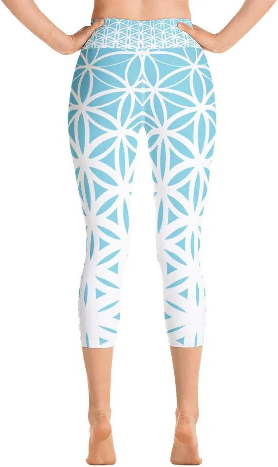 Sacred Geometry Yoga Pants Blue Flower of Life Leggings Yoga Leggins Blue Yoga Pants Spiritual Leggings