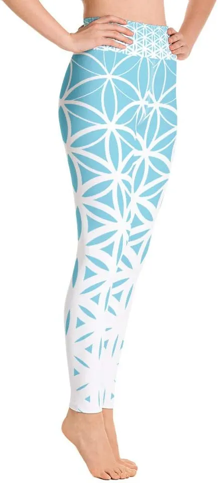 Sacred Geometry Yoga Pants Blue Flower of Life Leggings Yoga Leggins Blue Yoga Pants Spiritual Leggings