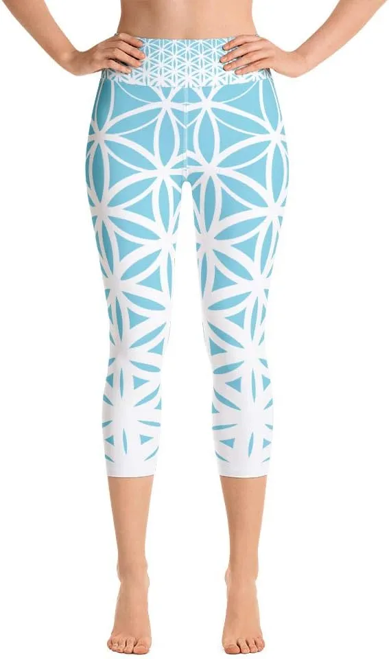 Sacred Geometry Yoga Pants Blue Flower of Life Leggings Yoga Leggins Blue Yoga Pants Spiritual Leggings