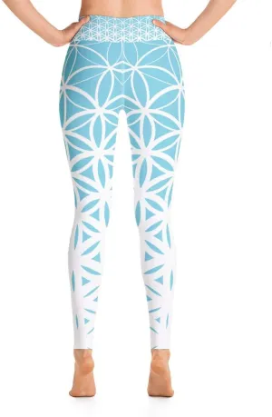 Sacred Geometry Yoga Pants Blue Flower of Life Leggings Yoga Leggins Blue Yoga Pants Spiritual Leggings