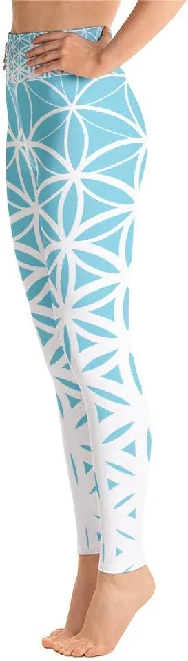 Sacred Geometry Yoga Pants Blue Flower of Life Leggings Yoga Leggins Blue Yoga Pants Spiritual Leggings
