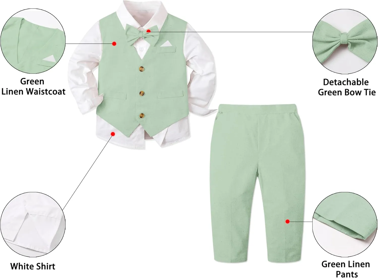 SANGTREE Baby Boys Toddler Gentleman Kids Formal Outfits Long Sleeve Suit Clothing Set 3 Months - 9 Years