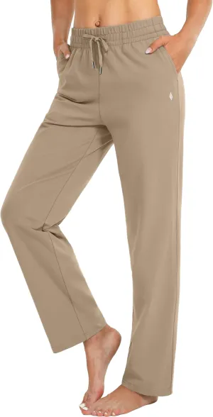 SANTINY Women's Cotton Sweatpants Yoga Lounge Casual Pants Open Bottom Sweat Pants for Women with Pockets