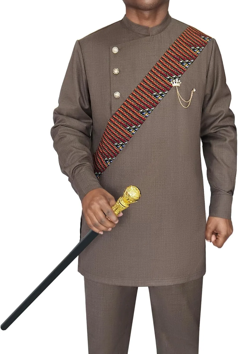 SEA&ALP African Men Dashiki Outfit 2 Piece Suit Shirt and Pants Set Slim Fit Wedding Dress Attire Clothing