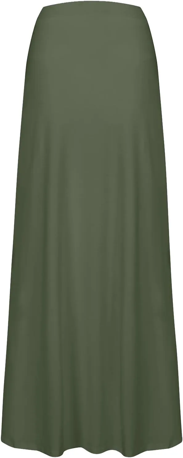 SERYU Women's Casual Slit Wrap Asymmetrical Elastic High Waist Maxi Draped Skirt