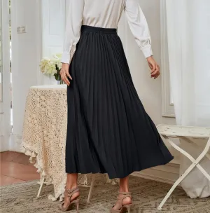 Skirts for Women Trendy Summer 2023 Black High Waist Pleated Elegant Skirt Long Skirt