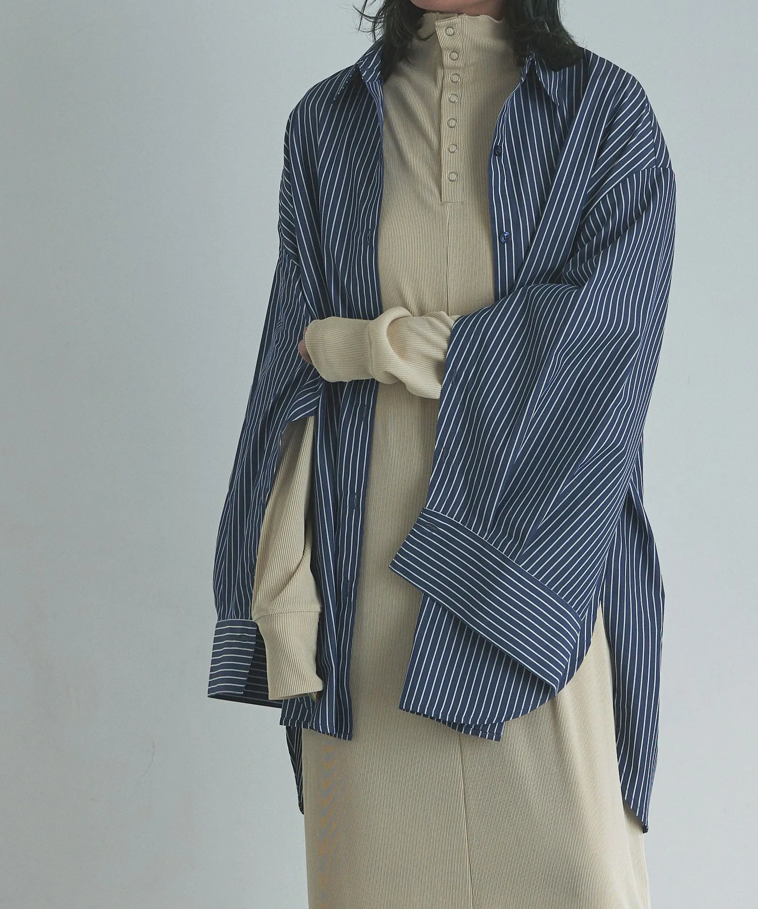 Snap button high neck rib OP