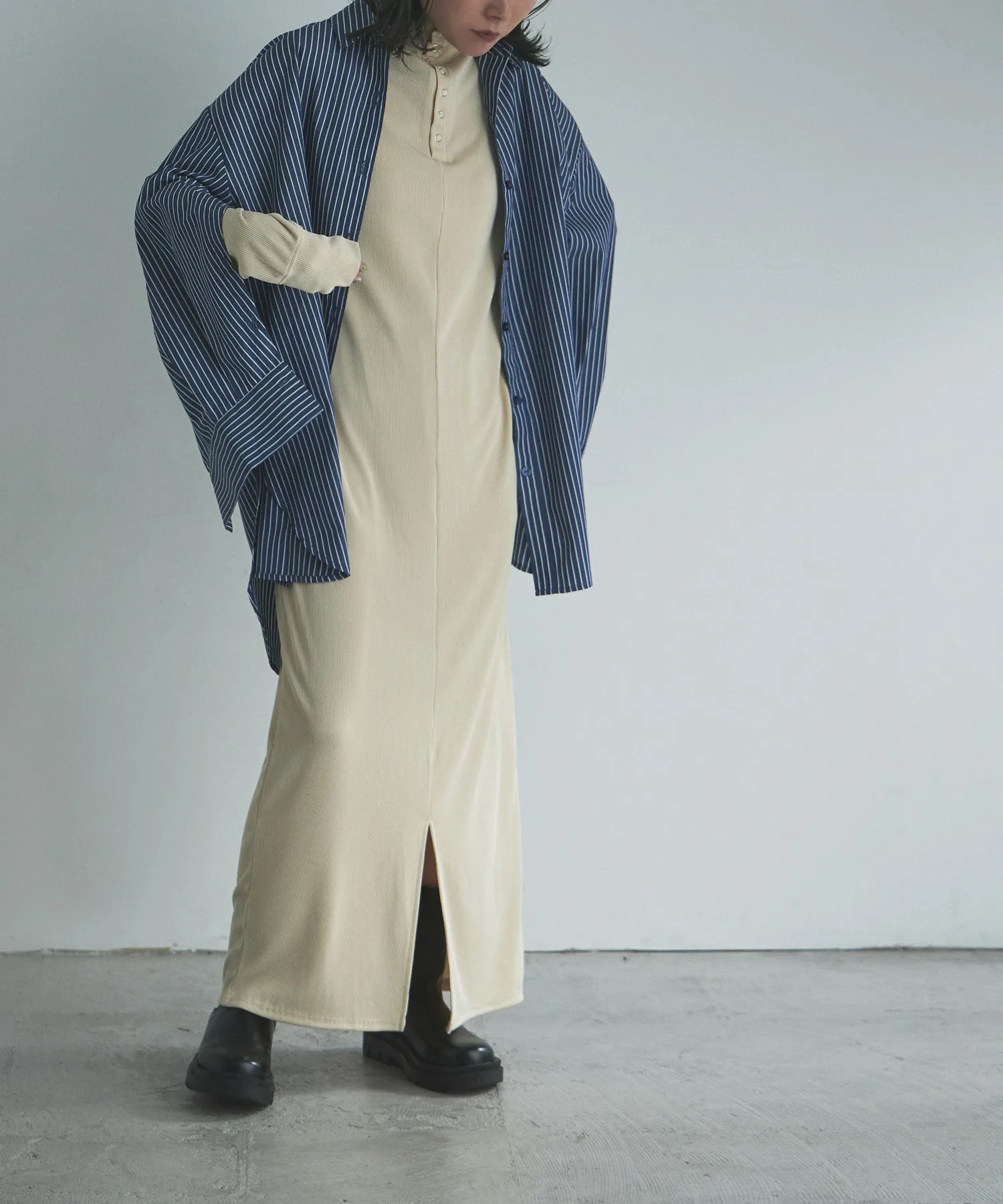 Snap button high neck rib OP