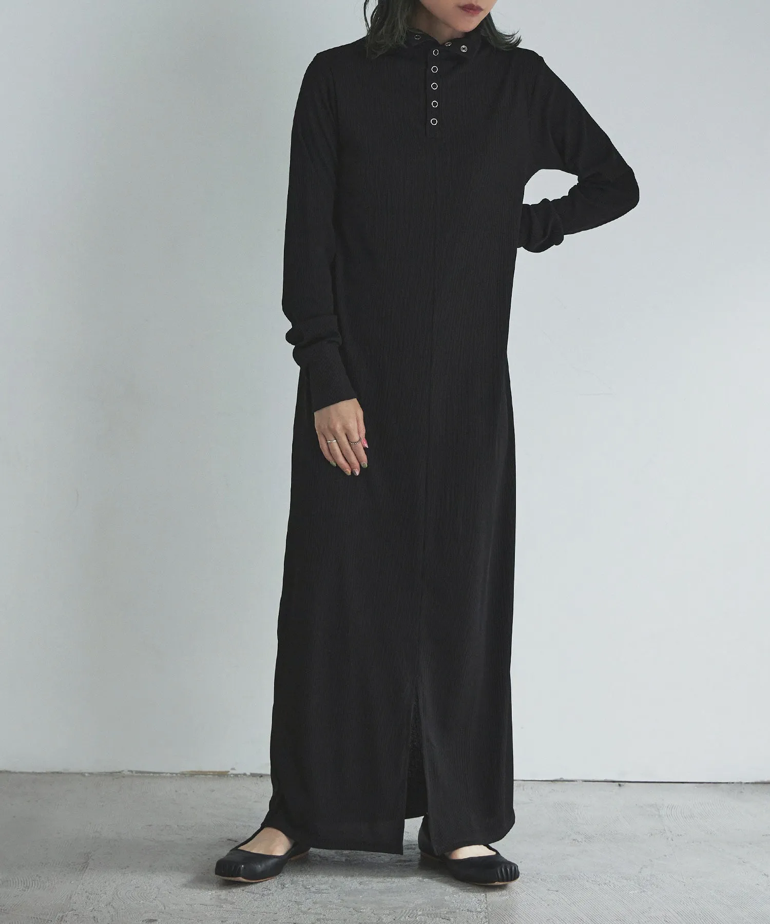 Snap button high neck rib OP