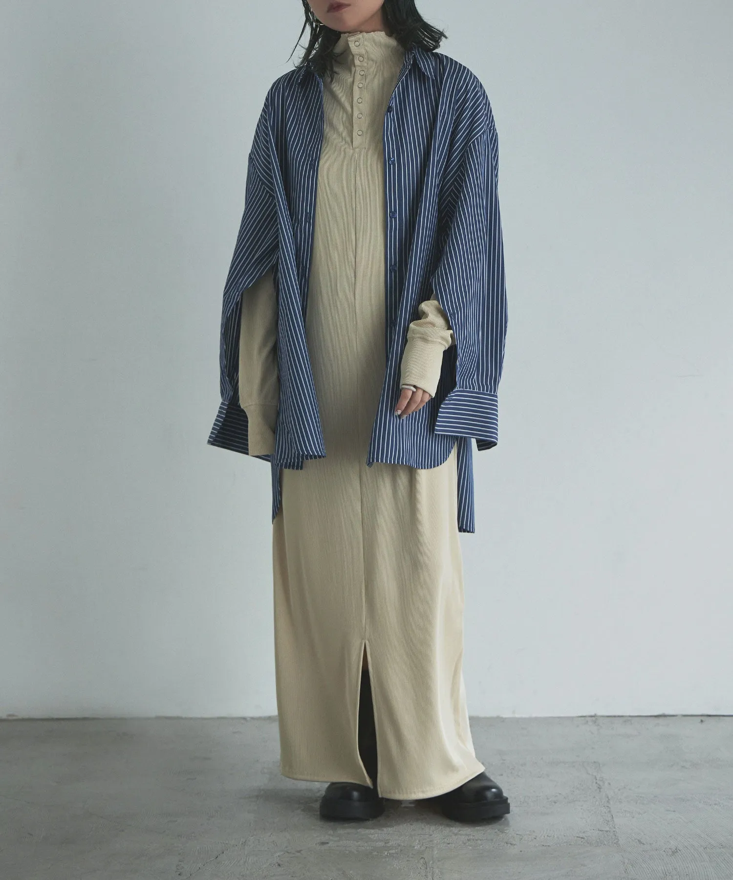 Snap button high neck rib OP