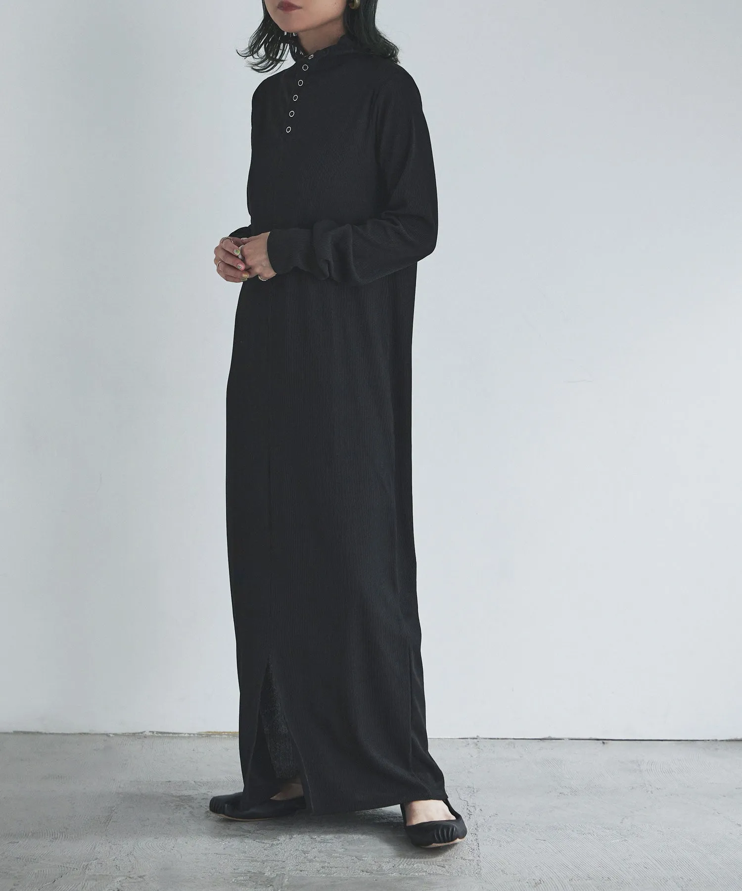 Snap button high neck rib OP