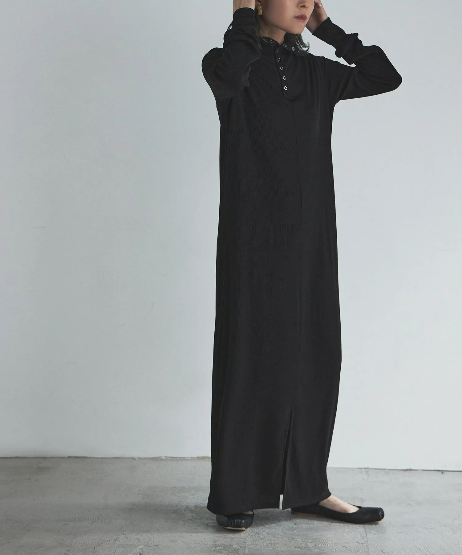 Snap button high neck rib OP