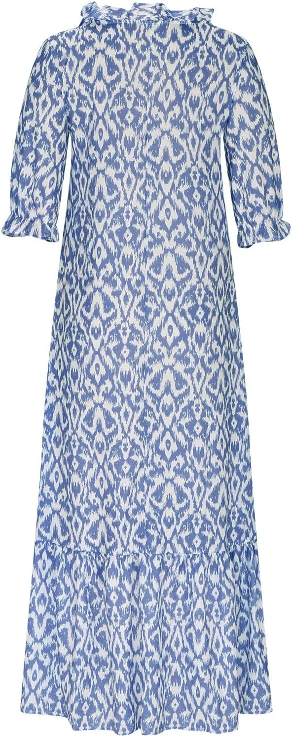 Summer Dresses for Women 2025 Half Sleeve V Neck Maxi Dress Boho Flowy Beach Vacation Sundress Casual Bohomian Dresses