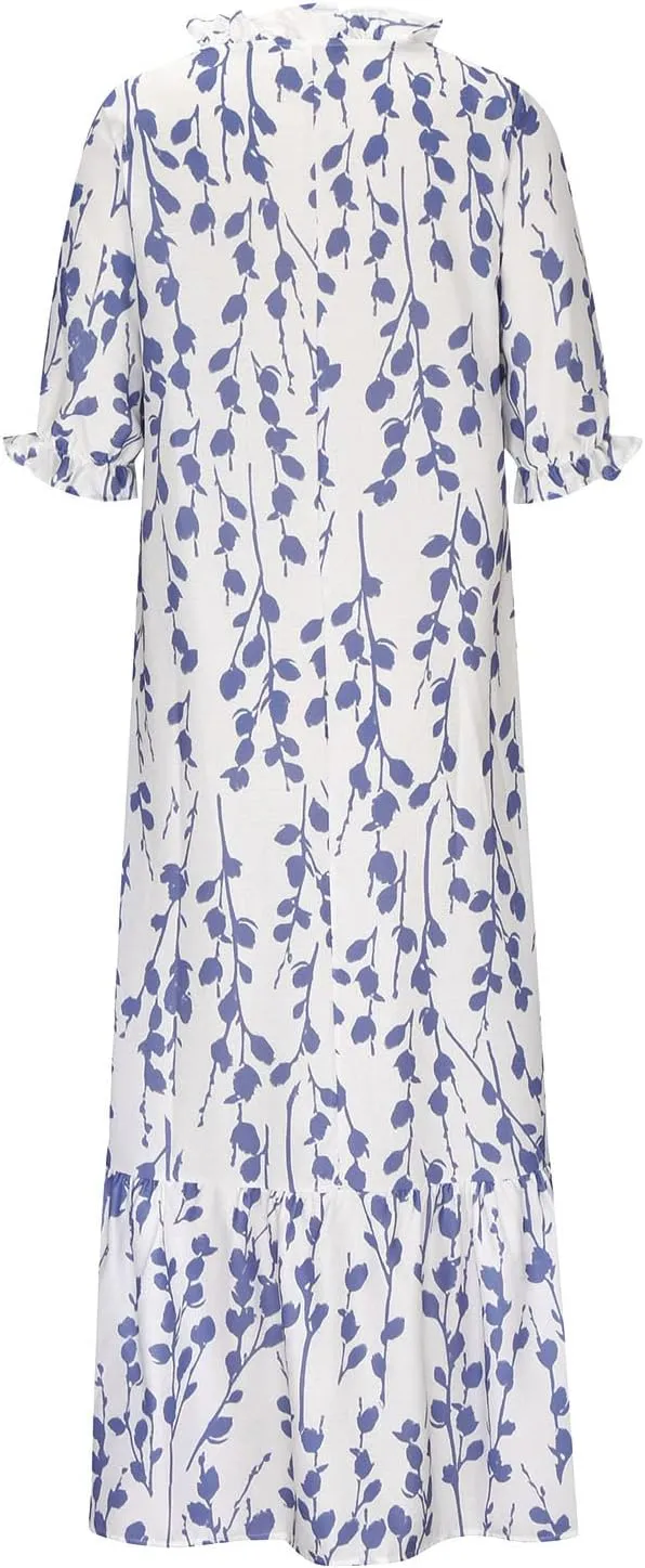 Summer Dresses for Women 2025 Half Sleeve V Neck Maxi Dress Boho Flowy Beach Vacation Sundress Casual Bohomian Dresses