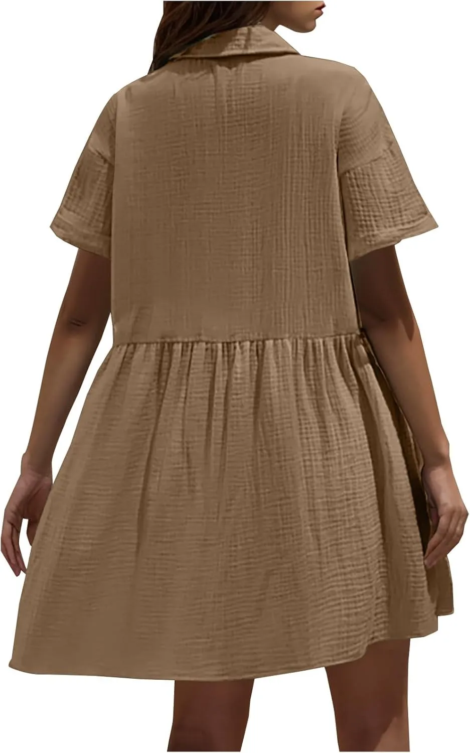 Summer Dresses for Women 2025 Trendy Linen Cotton Short Sleeve Sundressses Button Down Wedding Guest Mini Outfits