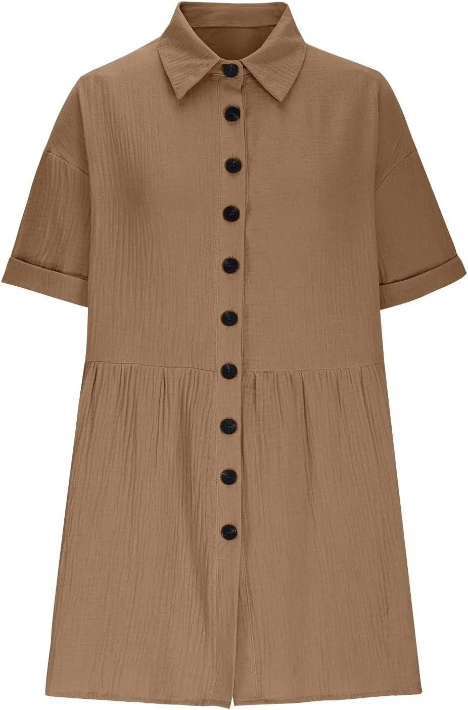 Summer Dresses for Women 2025 Trendy Linen Cotton Short Sleeve Sundressses Button Down Wedding Guest Mini Outfits