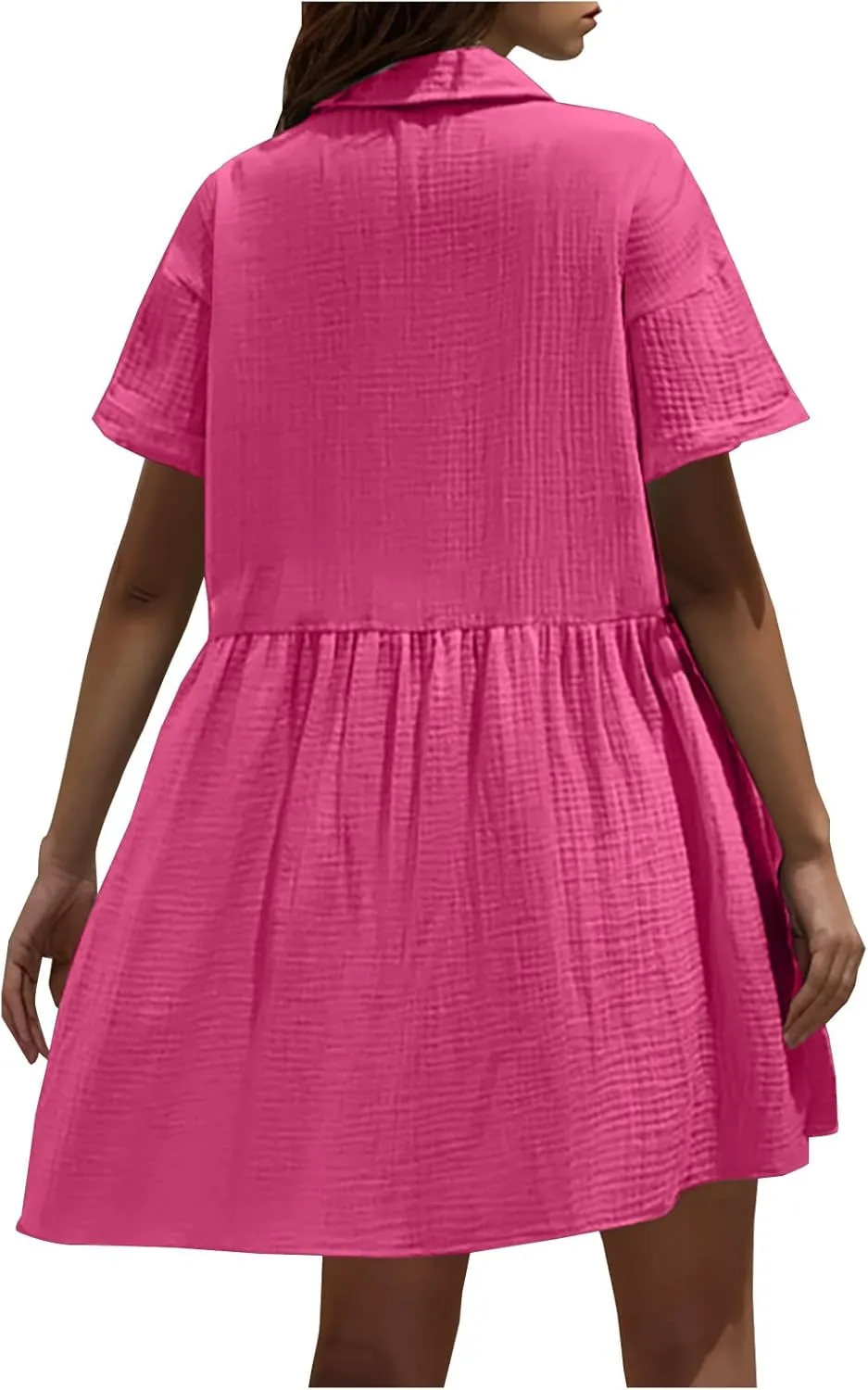 Summer Dresses for Women 2025 Trendy Linen Cotton Short Sleeve Sundressses Button Down Wedding Guest Mini Outfits