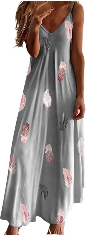Summer Dresses for Women 2025 Vacation Casual Plus Size Maxi Beach Sun Dress Boho Flowy Long Suspender Sundress