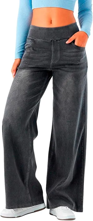 Sweatpant Jeans for Women High Waisted Wide Leg Tummy Control Pants Straight Trendy Summer 2025 Palazzo Y2k Trousers