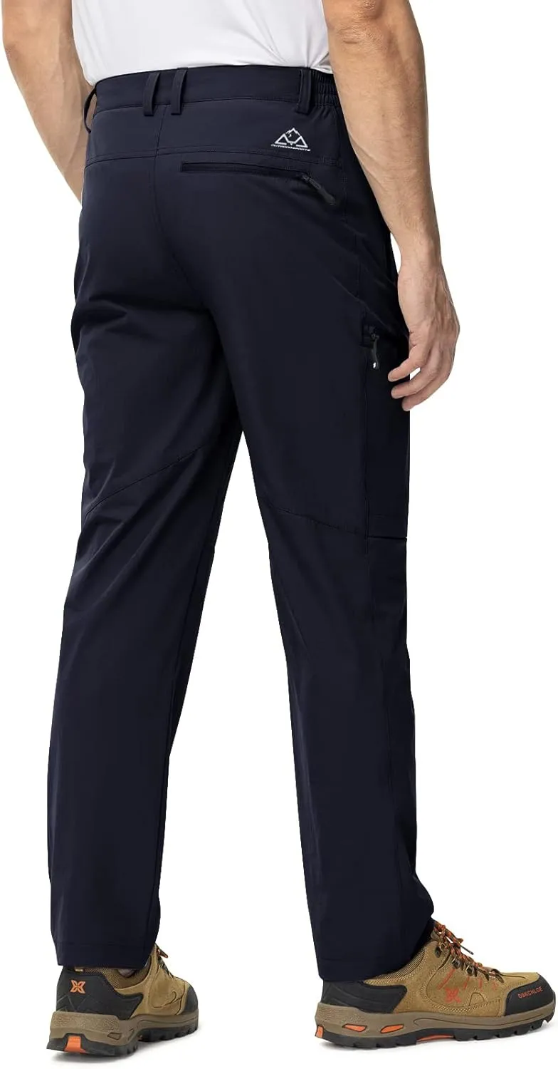 TBMPOY Men's Lightweight Hiking Travel Pants 5 Zip Pockets Stretch Quick Dry Work Pant Cargo Outdoor Camping Fishing