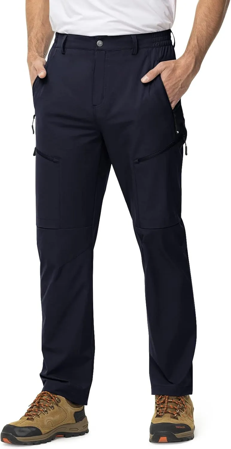 TBMPOY Men's Lightweight Hiking Travel Pants 5 Zip Pockets Stretch Quick Dry Work Pant Cargo Outdoor Camping Fishing
