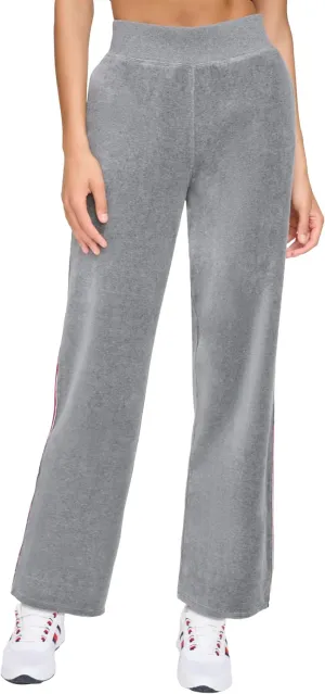 Tommy Hilfiger Women's Global Stripe Mesh Tape Ribbed Waistband Velour Straight Leg Jogger