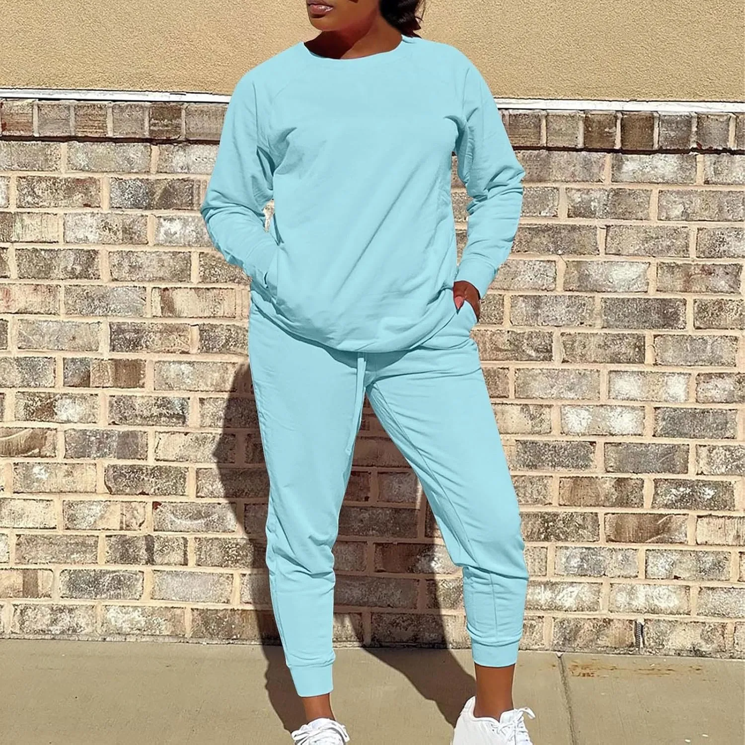 Track Suits for Women Set - 2 Piece Outfits Sweatsuit Pocket Sweatshirt with Pants Fall Jogging Workout Sets for Women