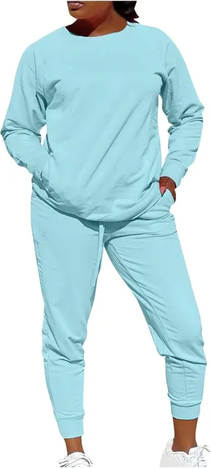 Track Suits for Women Set - 2 Piece Outfits Sweatsuit Pocket Sweatshirt with Pants Fall Jogging Workout Sets for Women