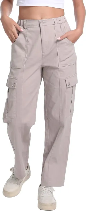 Tronjori Womens Cargo Pants High Waisted Casual Utility Trousers Stretch Straight Leg Streetwear Y2K