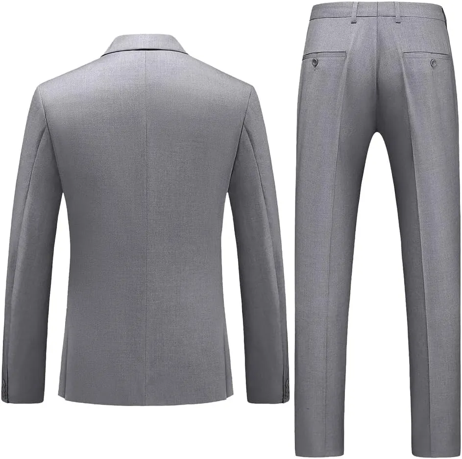 UNINUKOO Mens Suits 2 Piece Double Breasted Tuxedo Suit Slim Fit Wedding Party Dress Formal Suits for Men