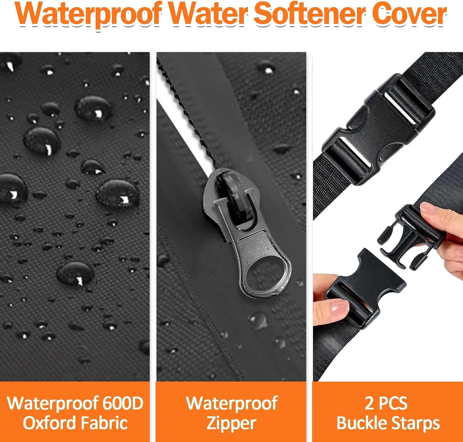 Water Softener Cover Outdoor, 3 Layers Insulation Water Softener Tank Jacket, Heavy Duty Outdoor Insulated Water Softener Tank Cover, Water Softener Covers for Outside Units, 12''D x 52''H- Black