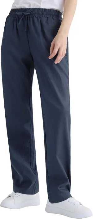 Weintee Women's Wide Leg Linen Pants with Pockets