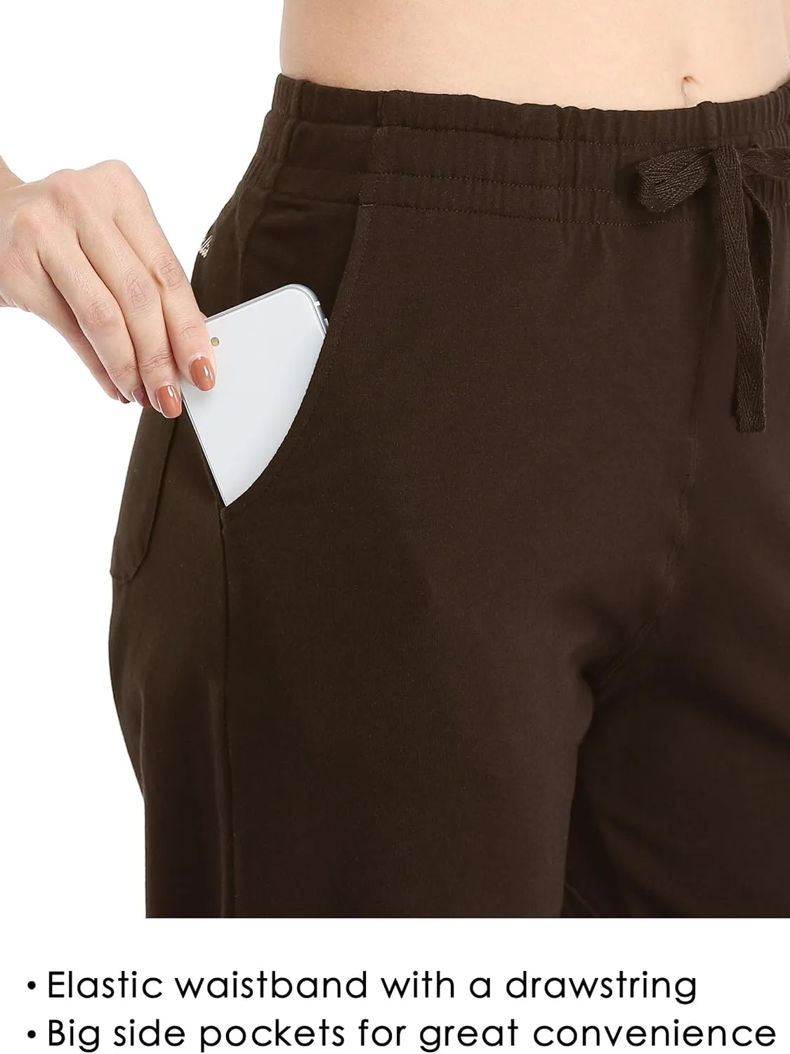 Willit Women's Cotton Sweatpants Open Bottom Yoga Sports Pants Straight Leg Lounge Athletic Pants with Pockets