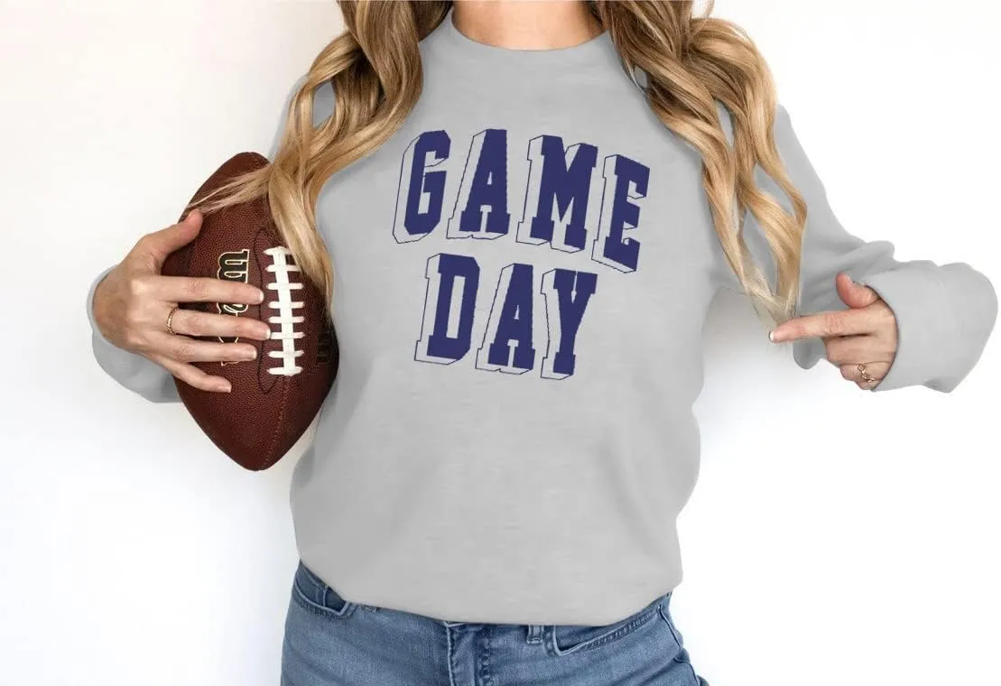 Women Game Day Sweatshirt Football Fan Game Day Shirt Letter Print Long Sleeve Casual Top