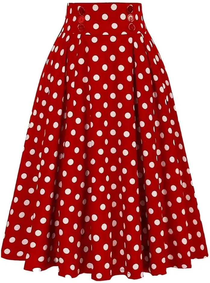 Women High Waist Skirt Vintage Casual Skirts Women's Pleated Skirt