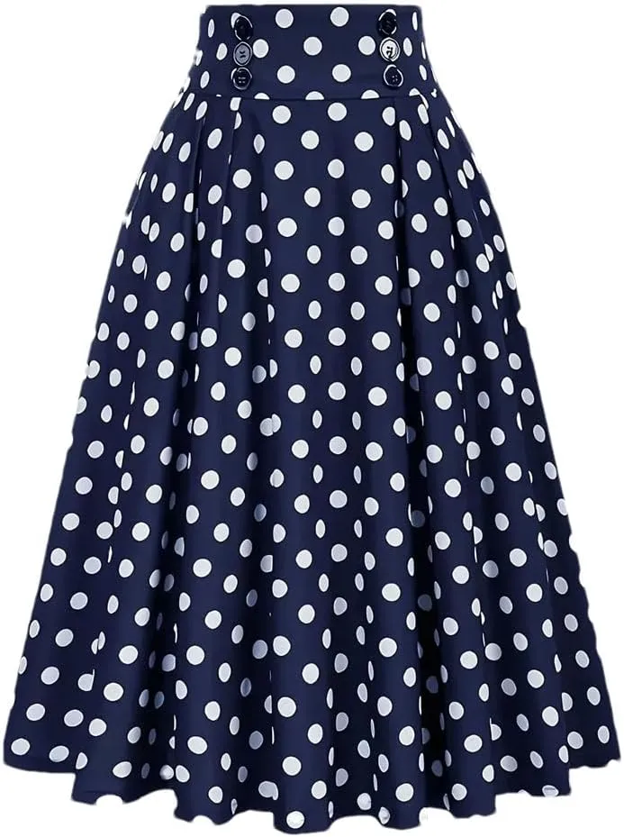 Women High Waist Skirt Vintage Casual Skirts Women's Pleated Skirt
