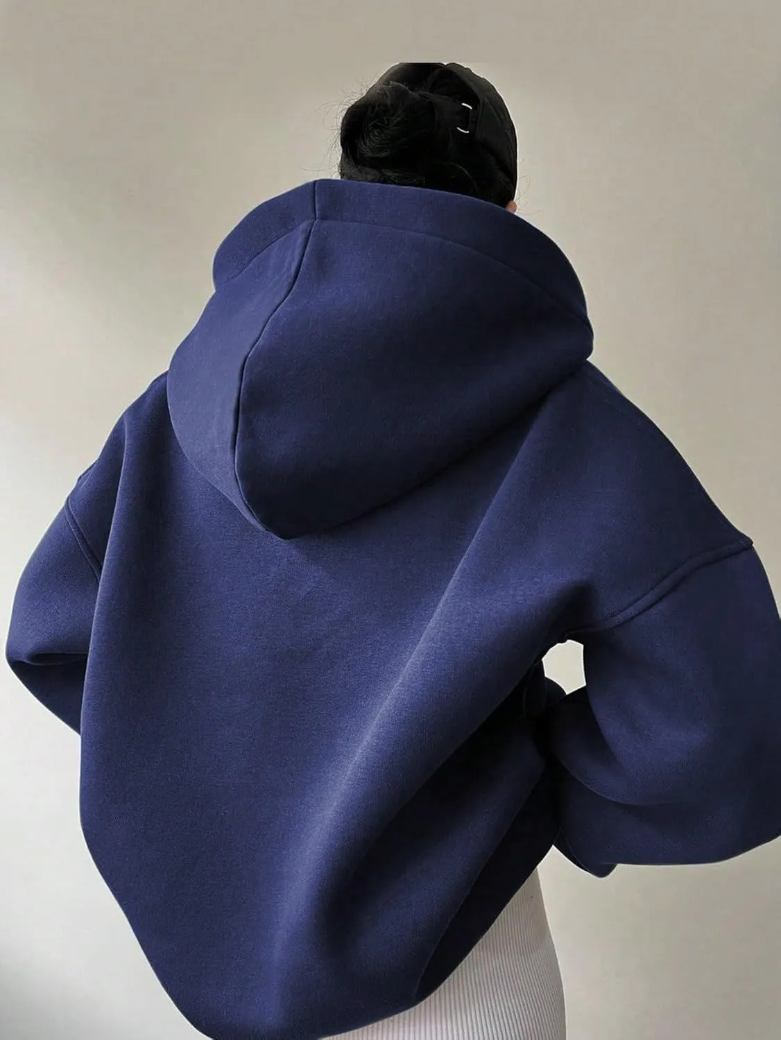Women Hoodies Oversized Fleece Long Sleeve Comfy Casual V Neck Pullover Sweatshirts Preppy Clothes