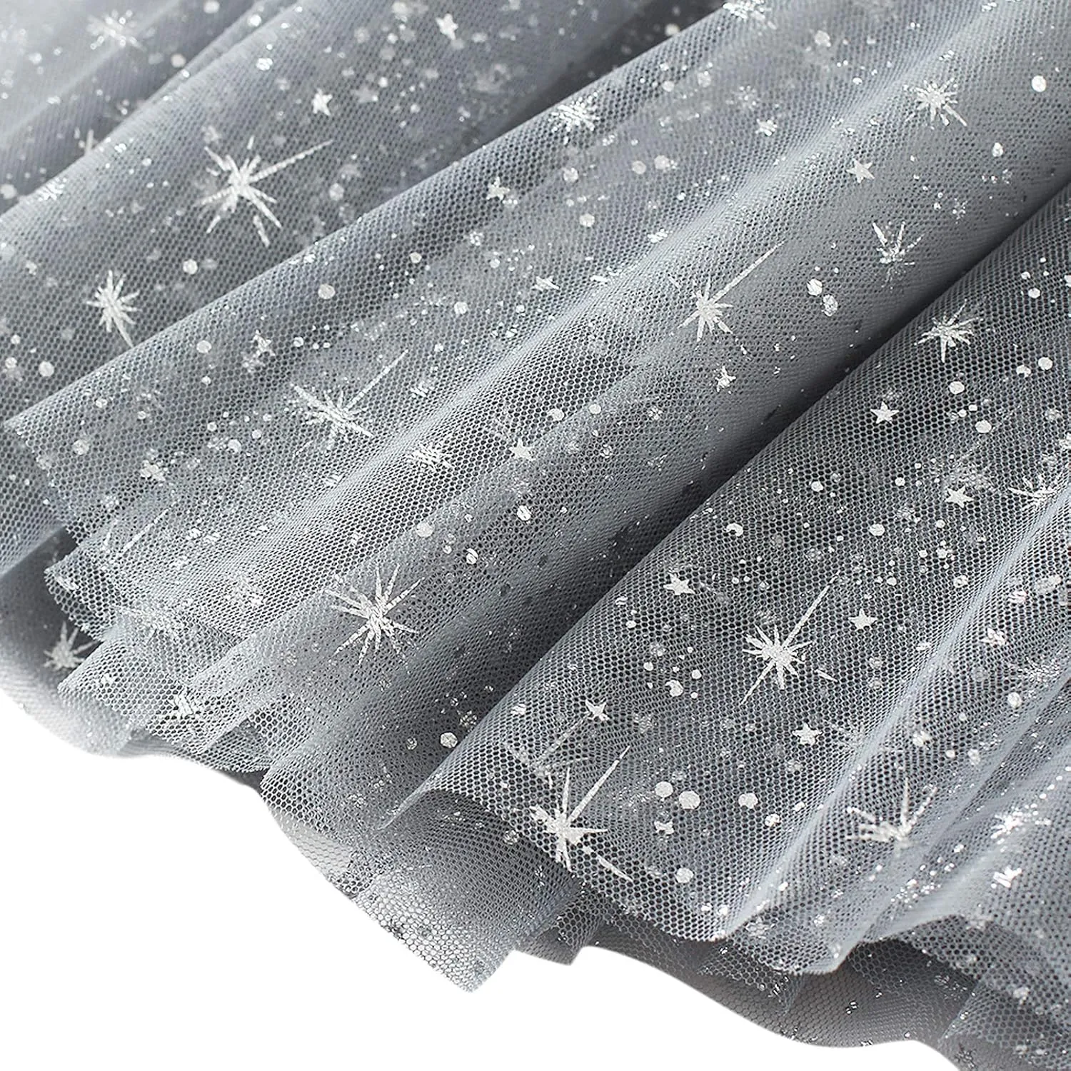 Women Mesh Tutu Maxi Skirts Sequin Glitter Layered Elastic High Waist A-Line Swing Skirts Y2k Party Streetwear