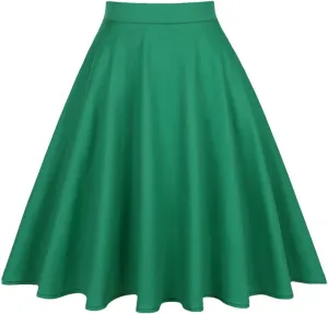 Women Pleated Skirts High Waist Party Casual A Line Vintage Swing Skirts