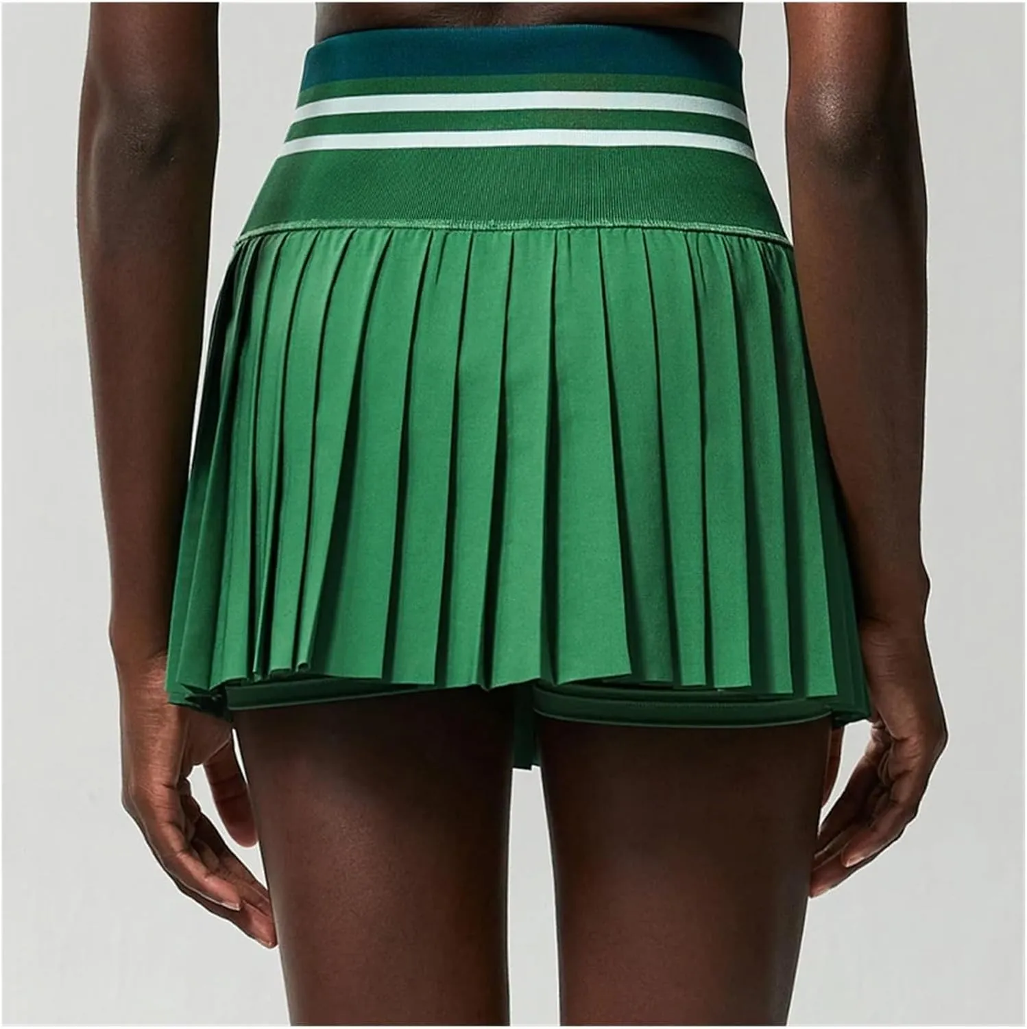 Women Pleated Tennis Skirt Summer Solid Color High Waist Yoga Running Skort 2 in 1 Pocket Gym Short Sportswear