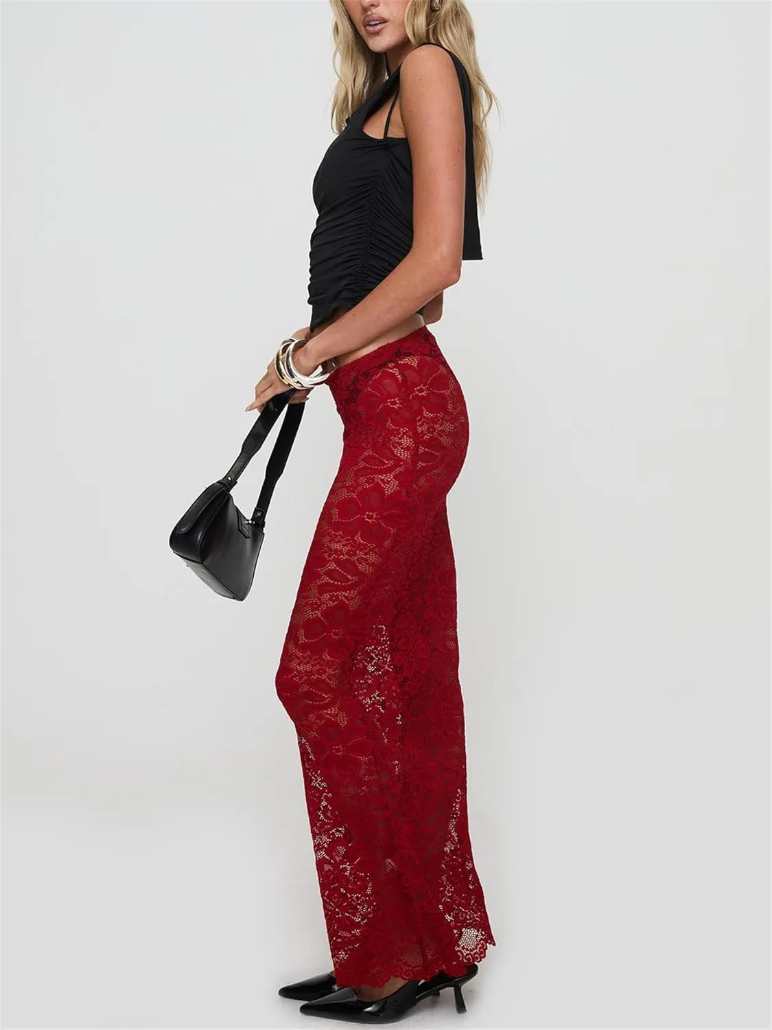 Women Sexy Lace Sheer Maxi Skirt Y2k Floral Lace Mesh Beach Cover-up Long Skirts Fairy Aesthetic Coquette Streetwear