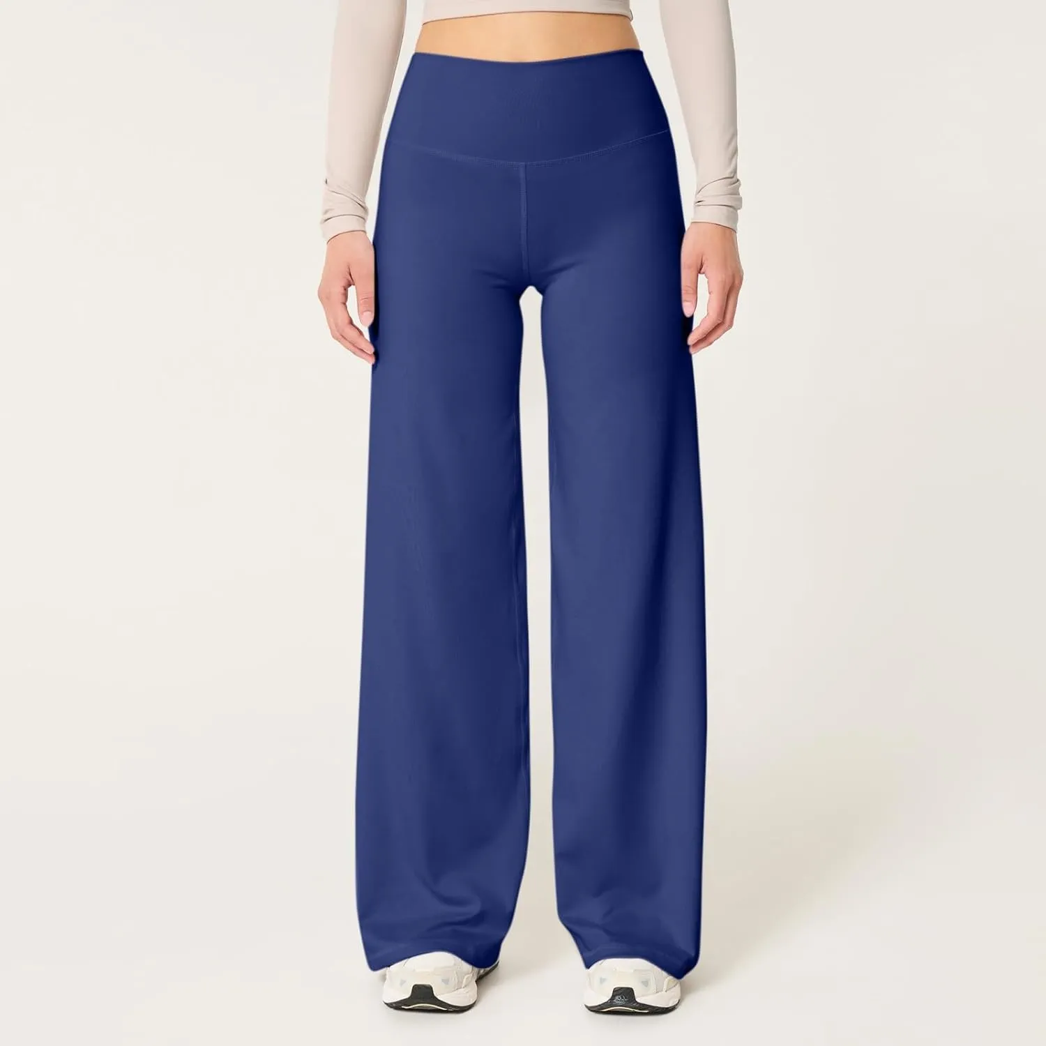 Women Wide Leg Yoga Pants High Waist Straight Trousers Dress Work Pants Tummy Control Flare Leggings with Pockets