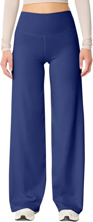 Women Wide Leg Yoga Pants High Waist Straight Trousers Dress Work Pants Tummy Control Flare Leggings with Pockets