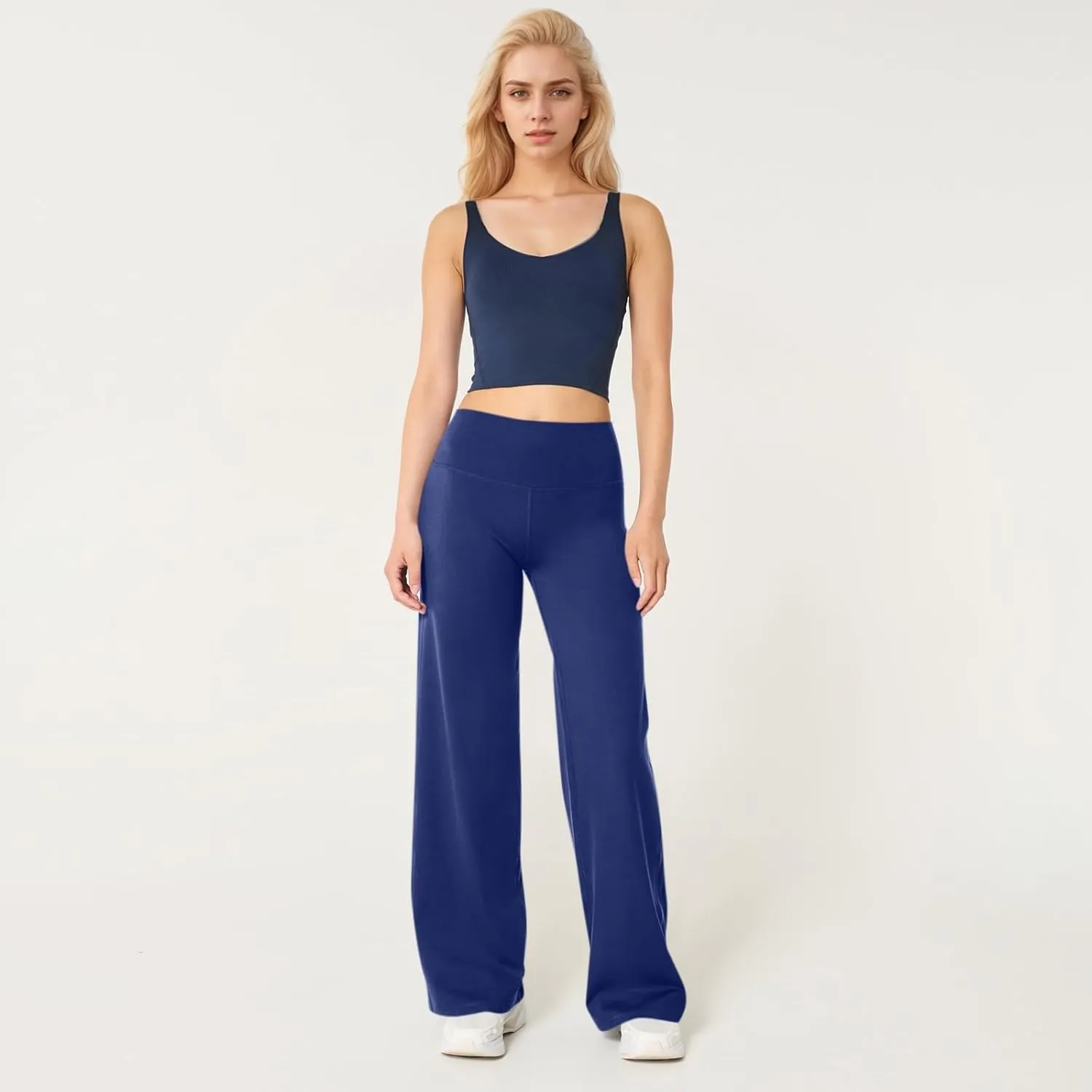 Women Wide Leg Yoga Pants High Waist Straight Trousers Dress Work Pants Tummy Control Flare Leggings with Pockets