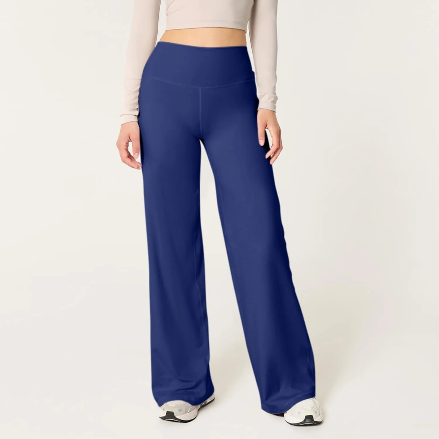 Women Wide Leg Yoga Pants High Waist Straight Trousers Dress Work Pants Tummy Control Flare Leggings with Pockets