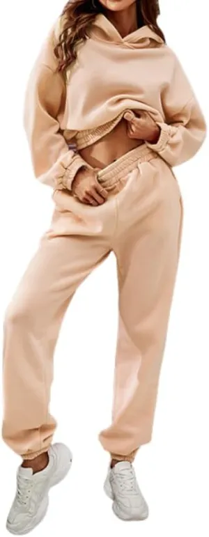 Womens 2 Piece Outfits Hoodie Sweatsuit Sets,Fall Oversized Sweatshirt Jogger Sweatpants Y2K Fashion Lounge Sets